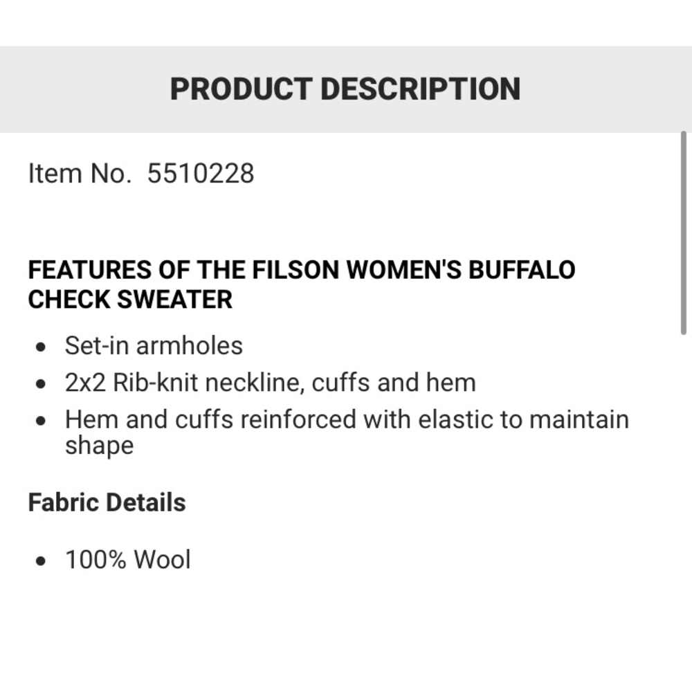 Wmn’s Filson Sweater - Picture 6 of 14